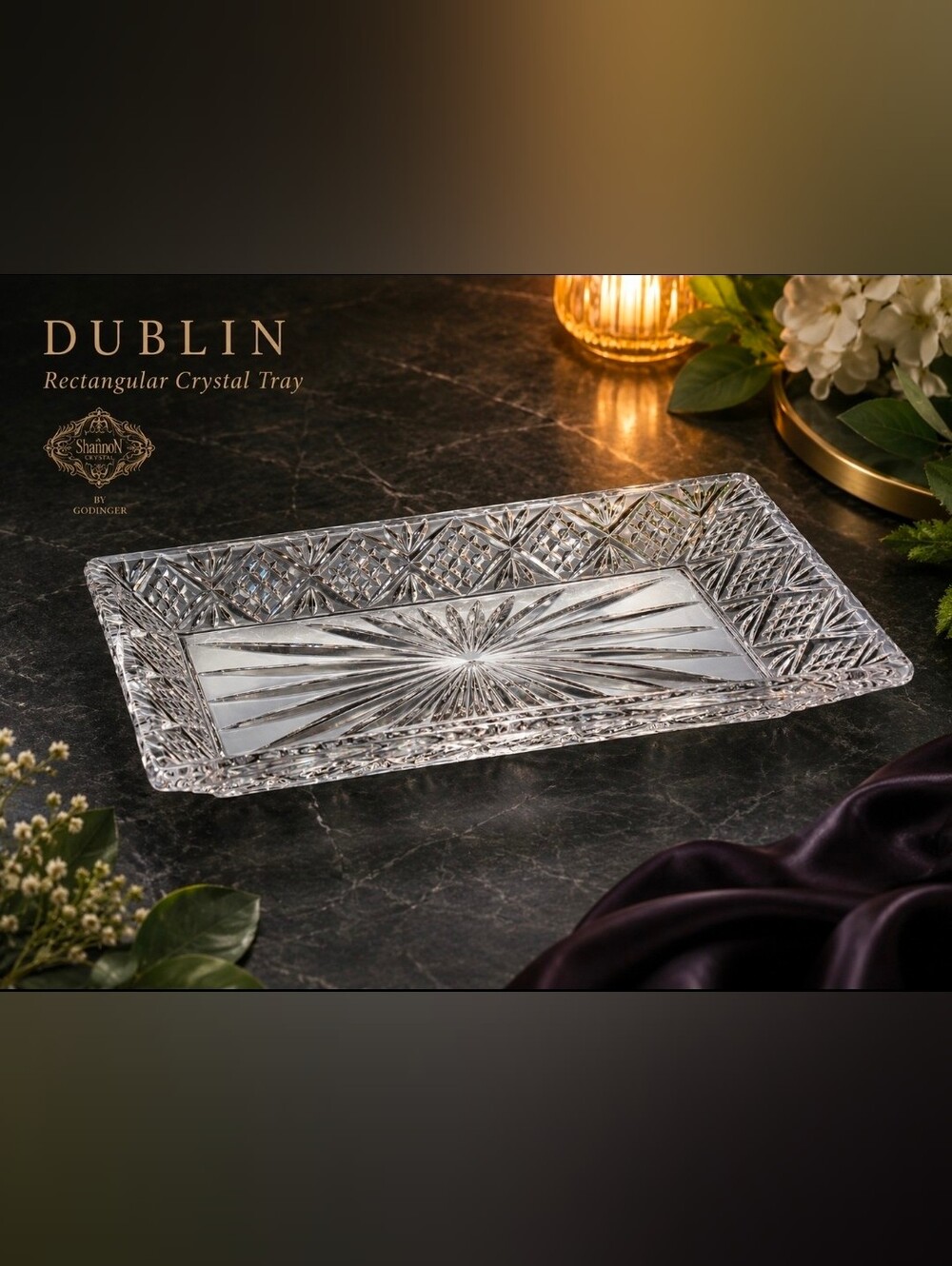 Dublin Rectangular Crystal Vanity Tray - Clear